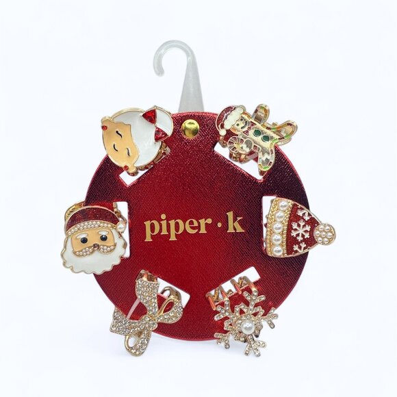 NEW 3x Piper K - Christmas Winter Rhinestone & Pearl Embellished Mini Claw Clips - Picture 4 of 5